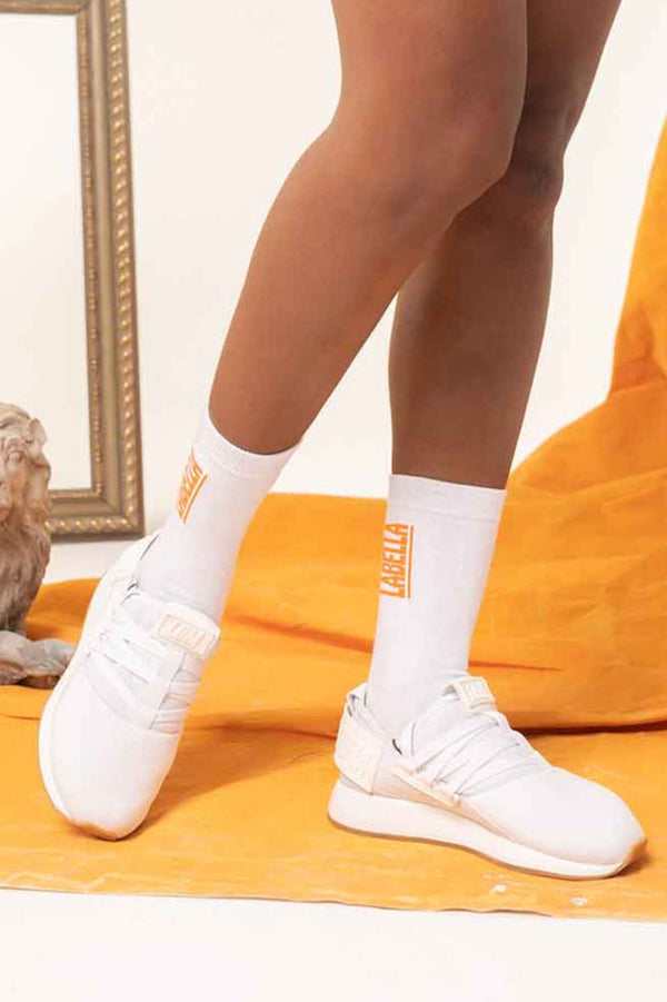 Socks White/Orange Logo Labellamafia